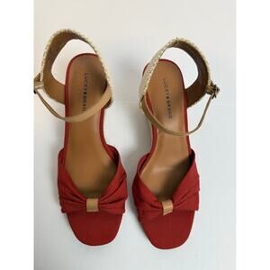 Lucky Brand Kyndra Espadrille Wedge Sandal Rust Red Canvas Size 9M New